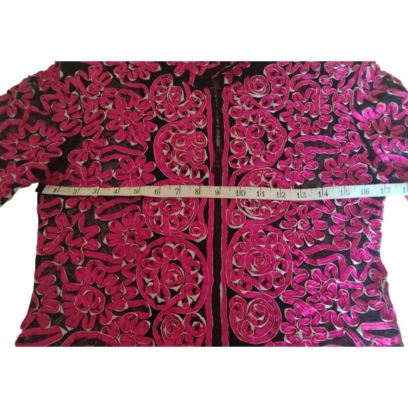 Vintage Damee, Inc. Women's Small Jacket Pink Sheer Ribbon Artsy Embroidered - Picture 11 of 13